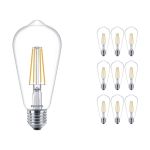 Multipack 10x Philips Corepro LED Ampoule E27 Edison Filament Claire 7W 806lm - 827 Blanc Très Chaud | Équivalent 60W