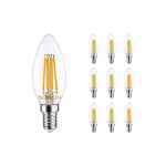 Multipack 10x Noxion Lucent LED E14 Bougie Filament Claire 4.5W 470lm - 827 Blanc Très Chaud | Équivalent 40W