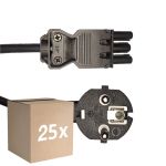 Multipack 25x Noxion GST - Compatible Câble d’alimentation Noir - Femelle + Schuko Europlug - 2m - 3 pole 0.75mm2
