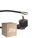 Multipack 25x Noxion Power Câble d’alimentation Noir - Schuko Europlug + Extrémités ouvertes - 2m - 3 pole 0,75mm2