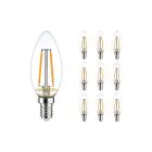 Multipack 10x Noxion Lucent LED E14 Bougie Filament Claire 2.5W 250lm - 827 Blanc Très Chaud | Équivalent 25W