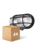 Multipack 4x D'Lite Applique Murale Ecco Noir Ovale | IP44 - Convient pour 1x E27
