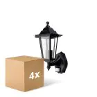 Multipack 4x D'Lite Applique Murale Helora Noir | IP44 - Convient pour 1x E27 - Détecteur De Mouvement
