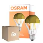 Multipack 6x Osram Classic LED E27 Poire Filament Miroir Dorée 4W 400lm - 827 Blanc Très Chaud | Équivalent 35W