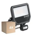 Multipack 4x Ledvance Projecteur LED Aluminium Noir 41W 5500lm 100D - 830 Blanc Chaud | IP65 - Détecteur De Mouvement Et De Lumière - Symétrique
