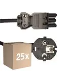 Multipack 25x Noxion GST - Compatible Câble d’alimentation Noir - Femelle + Schuko Europlug - 2m - 3 pole 0.75mm2