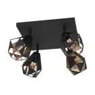 Eglo Plafonnier Carlton 7 Acier Noir Cuivre | IP20 - Convient pour 4x E27 