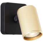 Brilliant Marty Wandlamp Aluminium Zanderig Zwart Goud 5W 350lm - 830 Warm Wit | Incl. 1x GU10