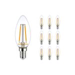 Multipack 10x Noxion Lucent LED E14 Kaars Filament Helder 2.5W 250lm - 827 Zeer Warm Wit | Dimbaar - Vervangt 25W