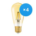 Multipack 4x Ledvance Vintage 1906 LED E27 Peer Goud 2.5W 220lm - 824 Zeer Warm Wit | Vervangt 22W